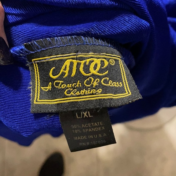 ATOC LONG FORMAL sleeveless DRESS STRETCH SPARKLE mermaid hem ROYAL BLUE size XL - Picture 3 of 9